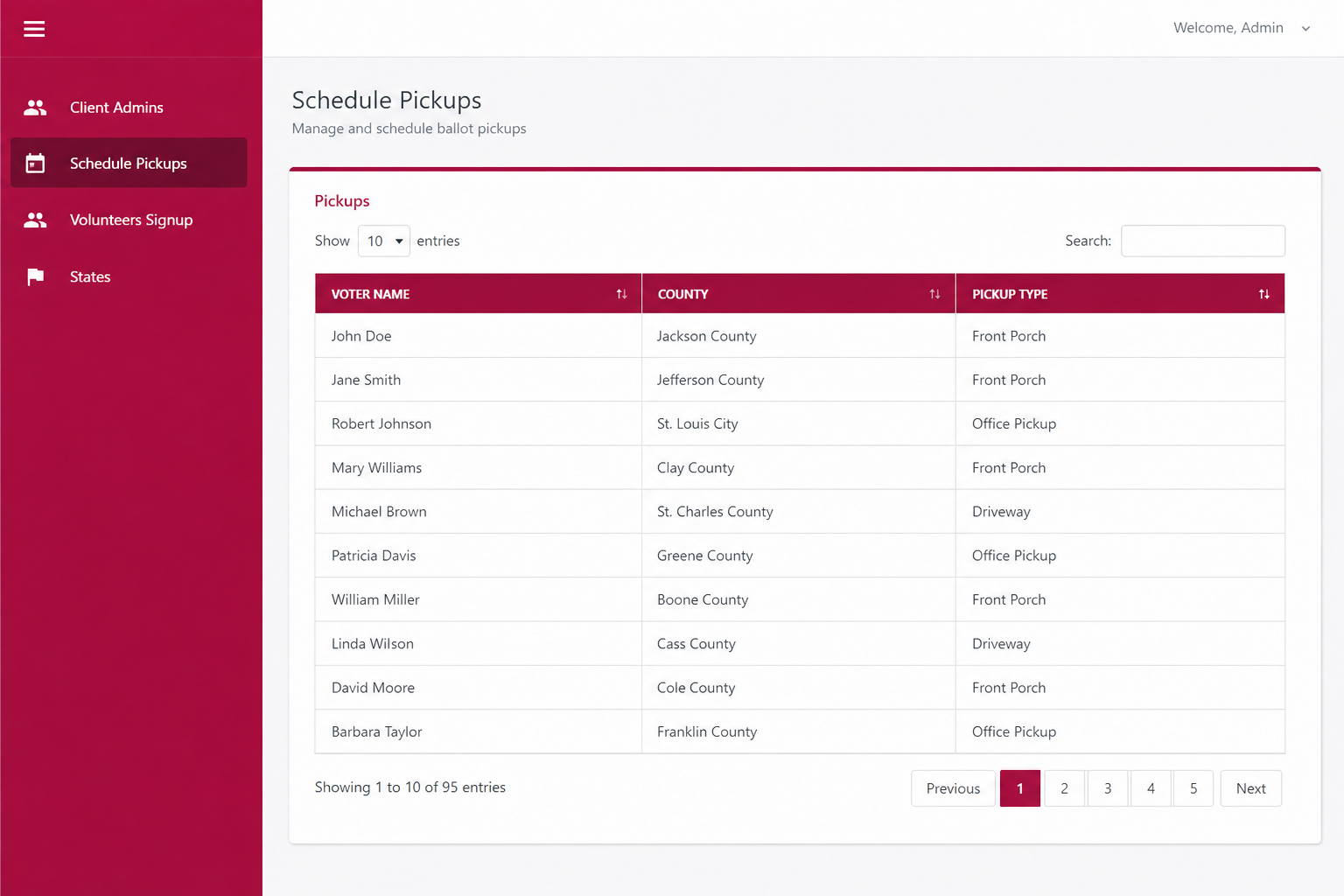 Canvass365 admin portal